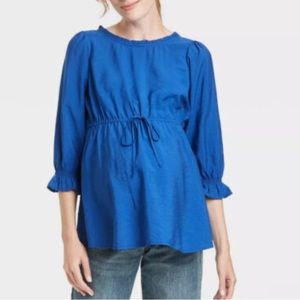 Isabel Maternity 3/4 sleeve ruffle Maternity Blouse NWOT